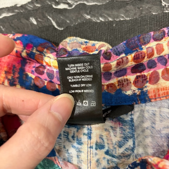 Ali Miles Top Women's 2X Multi Artsy Graphic Tropical Floral Button Front Boho - Picture 9 of 12